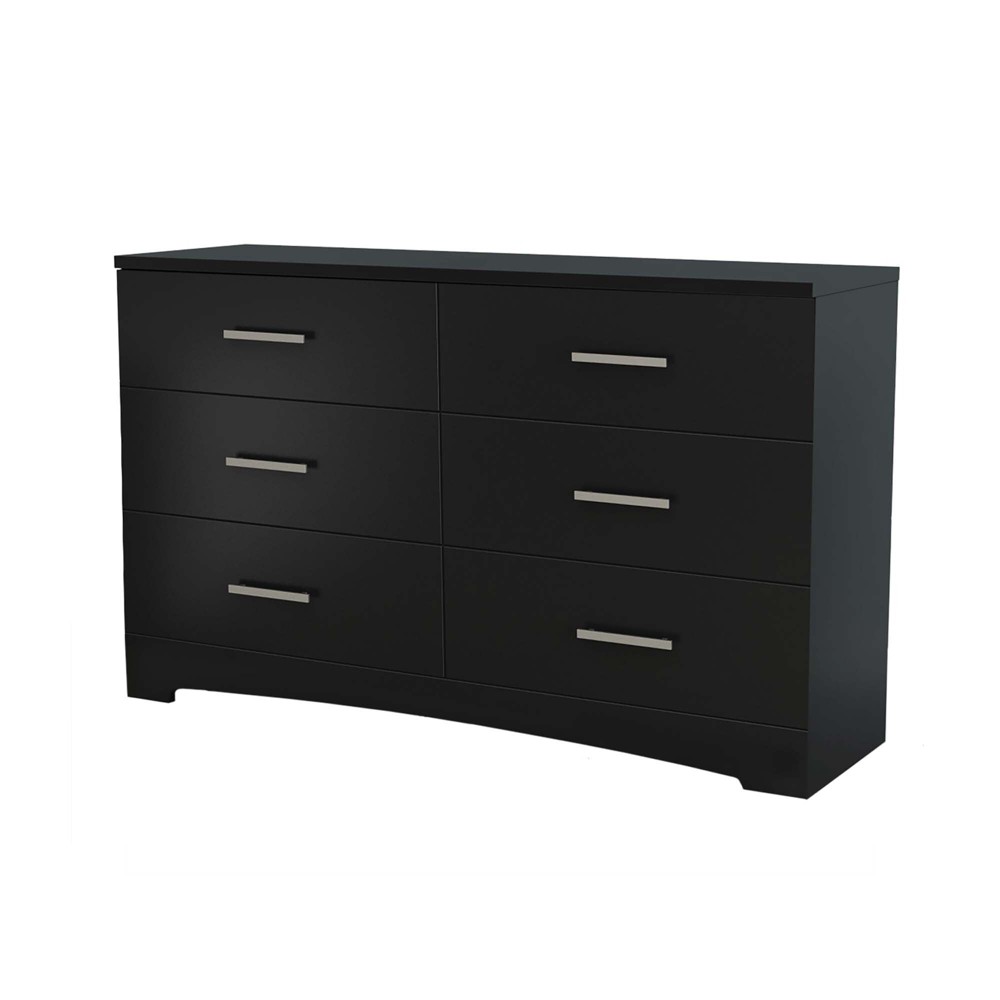 Photos - Dresser / Chests of Drawers South Shore Gramercy 6 Drawer Double Dresser Pure Black: Laminated Particl