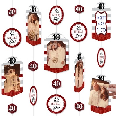 Big Dot of Happiness We Still Do - 40th Wedding Anniversary - Anniversary Party Vertical Photo Garland 35 Pieces