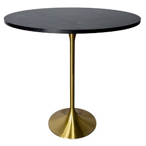 LeisureMod 48" Round Bar Height Dining Table with MDF Top Pub Table and Black Stainless Steel Pedestal Base Verve Collection - 1 of 4