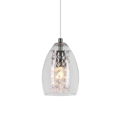 LLHZSY Modern 1-Light Linear Clear Glass Island Pendant Light for Dining Room