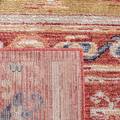 Rust and Ivory Hand-Knotted Synthetic Runner Rug, 24" x 4"