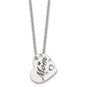 Black Bow Jewelry Stainless Steel Mom Heart Slide Pendant Necklace - 20 Inch - 1 of 4