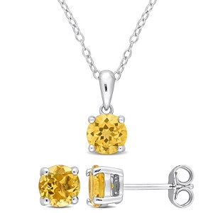 EVERLY JEWELRY | Sterling Silver Created Gemstone and Multiple Gemstones 2-Piece Set of Pendant with Chain and Earrings - 1 of 3