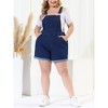 Agnes Orinda Women's Plus Size Adjustable Strap Pocket Roll Hem Denim Overall Jean Shorts - 2 of 4
