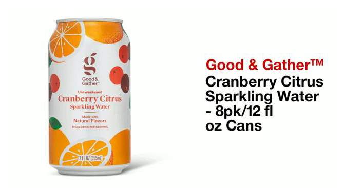 Cranberry Citrus Sparkling Water - 8pk/12 fl oz Cans - Good & Gather&#8482;, 2 of 11, play video
