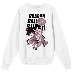 Dragon Ball Super Chibi Art Crew Neck Long Sleeve Men's White Sweatshirt - 1 of 3
