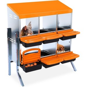 Acekool Chicken Nesting Box, 6-Hole 2-Layer Hen Nest with Legs, Roll Away Egg Tray, Easy-Clean Pull Out Roosting Box for Hens - 1 of 4