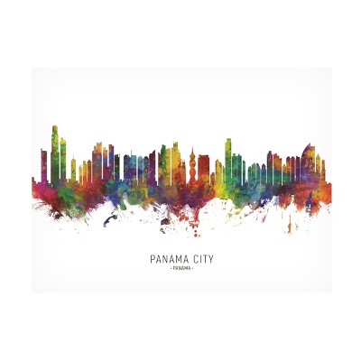 Trademark Fine Art Michael Tompsett 'Panama City Skyline Named' Canvas Art