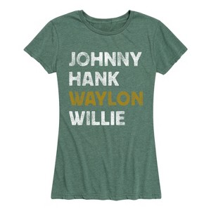 Women's - Instant Message - Johnny Hank Waylon Willie Short Sleeve Graphic T-Shirt - 1 of 4