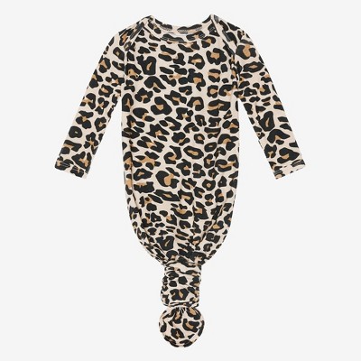 Infant Lana Leopard Basic Knotted Gown - Posh Peanut