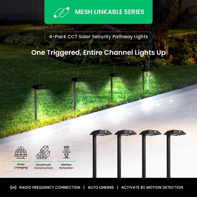 Square Black Solar LED Pathway Lights Multipack with Adjustable Color Temperature