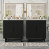 Gulches 60 Inches 1 Sink Freestanding Black Bath Vanity with White Ceramic Top 4 Soft Close Doors Solid Wood Legs - 4 of 4