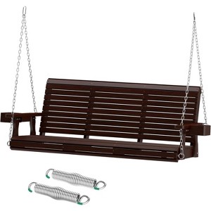 Real Relax Wooden Outdoor Porch Swings with Upgraded 22" Deep Seat, Heavy Duty 880 Lbs Swing Bench Chair for for Patio, Backyard, Garden - 1 of 4