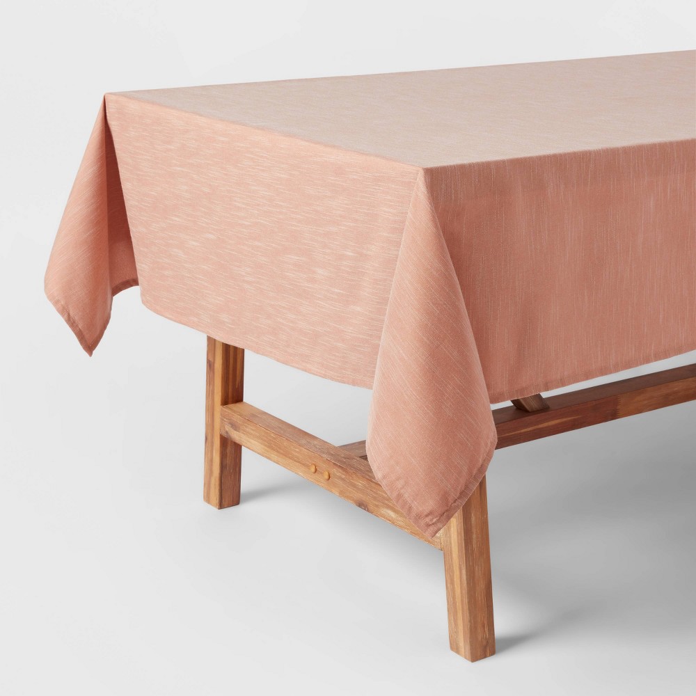 Photos - Tablecloth / Napkin 84" x 60" Cotton Chambray Tablecloth Pink - Threshold™