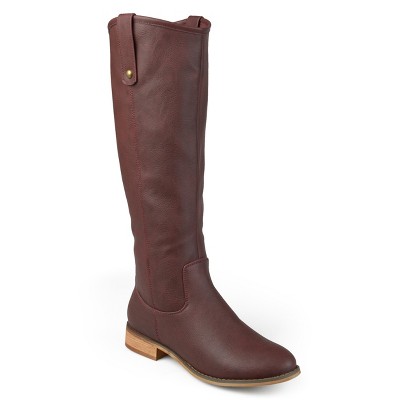 Journee Collection Womens Taven Stacked Heel Riding Boots Wine 5.5 : Target