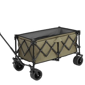 INFURNIC Wheelbarrows And Lawn Carts Heavy Duty Folding Utility Yard Cart, Beach Wagon Lawn Cart With Big Wheels, Green, 20.87"*42.91"*32.68" - 1 of 4