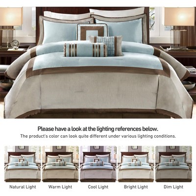 Madison Park 7Pcs Hotel Collection Comforter Set, All Season Down Alternative Luxury Bedding with Matching Shams, Decorative Pillows, Blue, Cal King — фото 8