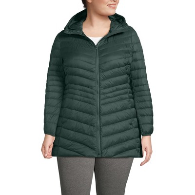 Lands' End Women's Outerwear Wanderweight Ultralight Packable Hooded Long Down Jacket