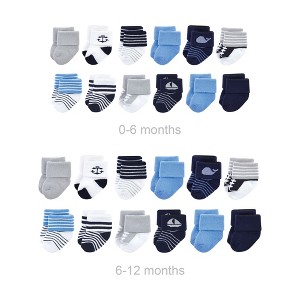 Luvable Friends Infant Boys Grow with Me Cotton Terry Socks, Whale, 0-6 and 6-12 Months - 1 of 2