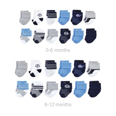 Luvable Friends Infant Boy Grow with Me Cotton Terry Socks, Whale, 0-6 and 6-12 Months - image 1 of 2