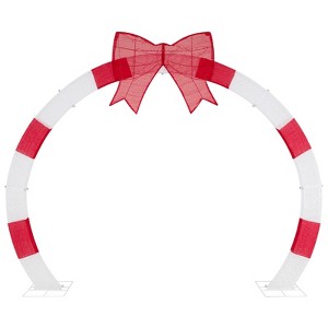 Tangkula 10.4 FT Christmas Archway Pre-lit Festive Arch with Large Bow & Warm White LED Lights Widened Bases Zip Ties & Ground Stakes Included - 1 of 4