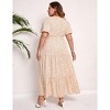 BLUEMING Plus Size Womens Dresses Floral Surplice A-Line Maxi Dress Waist Belted Floral Maxi Dress Wasit Tie Bell Sleeve Dress - 2 of 4