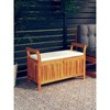 Patio Storage Bench with Cushion 49.6" Solid Wood Acacia - 2 of 4