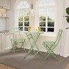 Garvee 3-Piece Outdoor Bistro Set – Folding Metal Table and Chairs for Small Spaces, Ideal for Indoor and Outdoor Use, White - 3 of 4