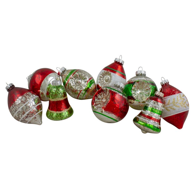 Northlight 9ct Silver and Red 2-Finish Glass Christmas Finial Ornaments 3.25", 1 of 4