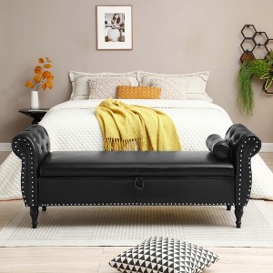 CAVINAS Rectangular Polyester Storage Ottoman Bench with Tufted Top,Upholstered Storage Ottoman,Storage Benches for Living Room,Bedroom - 1 of 4