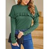Womens Turtleneck Shoulder Knited Long Ruffle Sleeve Slim Fit Blouses Casual Sweatshirts - 2 of 4