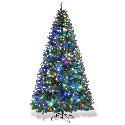Tangkula 9'Artificial Christmas Tree PVC Material Metal Stand Holiday Decoration w/ 1000 LED Lights
