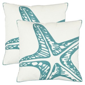 Beach House Blue/White Starfish Throw Pillow 2 Pack - Safavieh