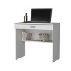 INFURNIC Desks Modern Writing Workstation Computer Desk with Drawer and Lower Shelf for Home Office or Study, White, 19.6"*31.4"*29" - 2 of 4