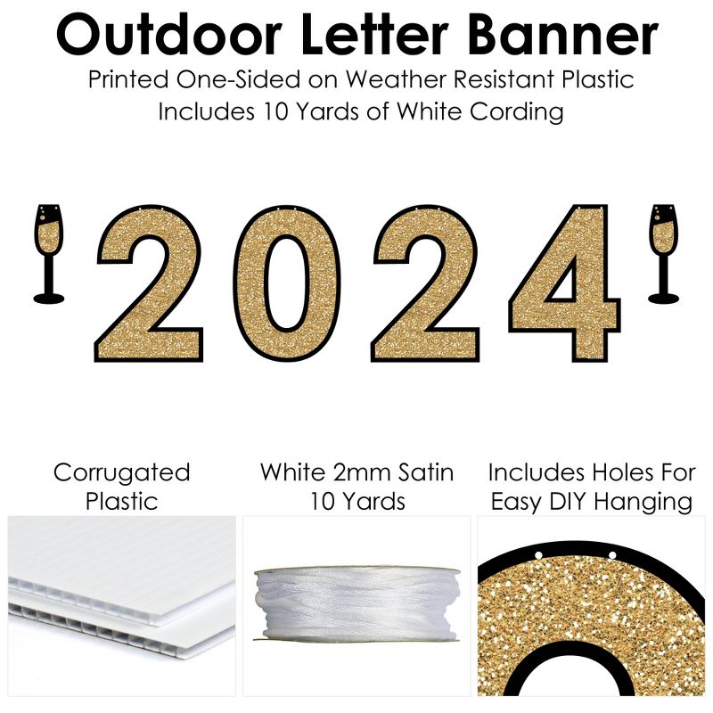 Big Dot of Happiness New Year's Eve - Gold - 2024 New Years Eve Party Decorations - 2024 - Outdoor Letter Banner, 5 of 9