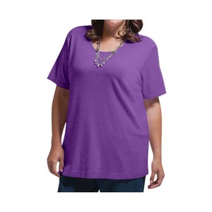 Women's Solid Short Sleeve U-Neck Tee - Plus - On The Plus Side - 1 of 2