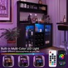 Jojoka Bar Cabinet with LED Light and Power Outlet,Liquor Cabinet with 9 Racks,6 Hooks and Adjustable Shelf for Kitchen,Black - 3 of 4