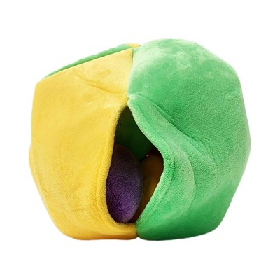 Small Multicolor Plush Hide-a-Ball Puzzle Dog Toy with Squeakers