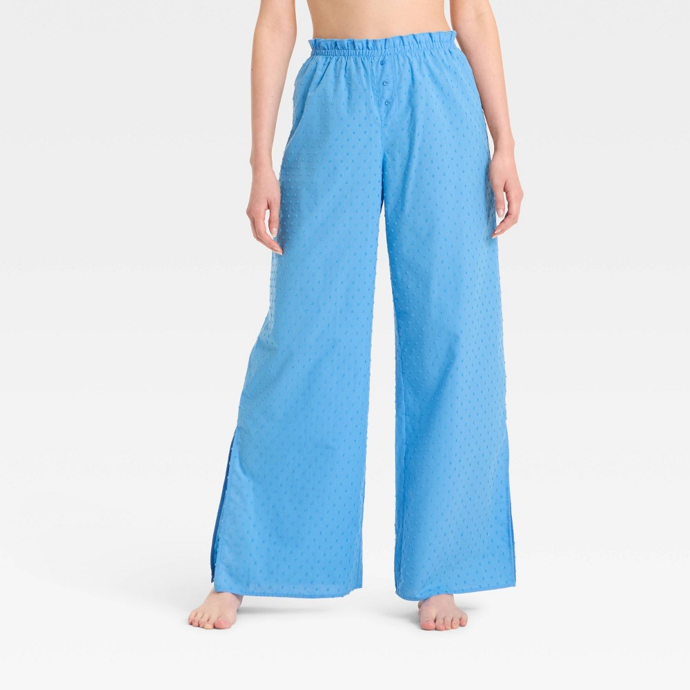 Women's Poplin Dot Pajama Pants - Colsie™ Blue XS