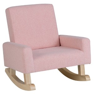 Tangkula Kids Rocking Chair Children Armchair Linen Upholstered Sofa w/ Solid Wood Legs - 1 of 4