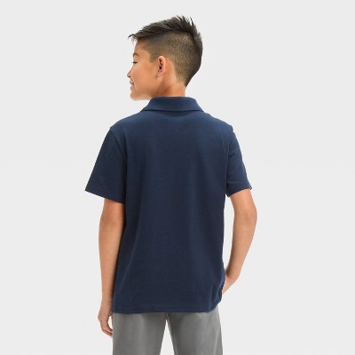 Cat & Jack Boys' Short Sleeve Jersey Uniform Polo Shirt - Cat & Jack™ Navy Blue L: School Uniform Kids Apparel — фото 2