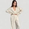 Anna-Kaci Lounge Women's Floral Print Woven Pajama Set with V-Neck Button Down Top and Wide Leg Elastic Waist Pants - 3 of 4