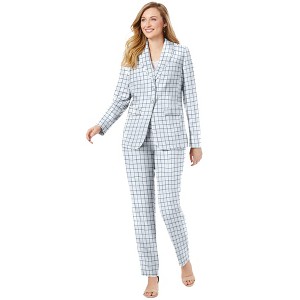Jessica London Women's Plus Size 2-Piece Stretch Crepe Single-Breasted Pantsuit - 1 of 4
