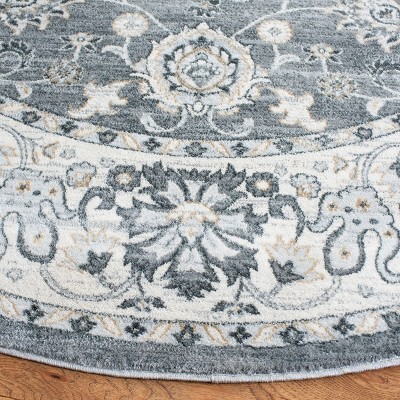 Isabella 8' Round Grey and Cream Synthetic Oriental Rug