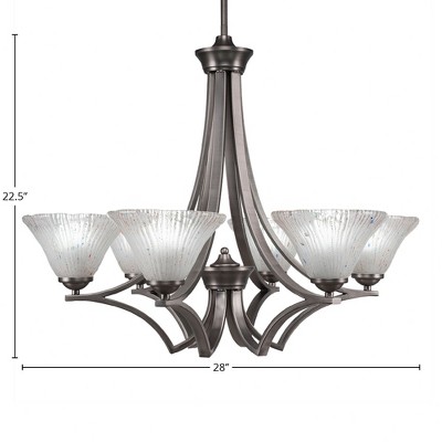 Toltec Lighting Zilo 6 - Light Chandelier in  Graphite with 7" Frosted Crystal Shade