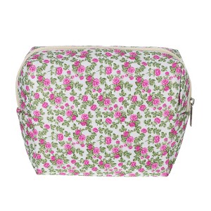 Unique Bargains Portable Peony Cosmetic Bag White Pink 1 Pc - 1 of 3