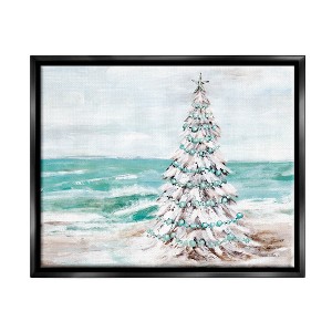 Stupell Industries Snowy Christmas Tree Beach ShoreFloater Canvas Wall Art - 1 of 4
