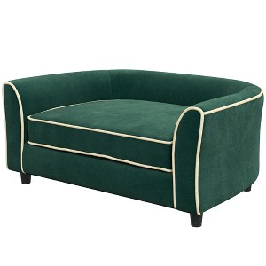 MaseiKar Dog Couch Fancy Pet Bed Modern Dog Sofa for Small and Medium Dogs Cats, with Soft Cushion, Washable and Removable Cover, Dark Green - 1 of 4