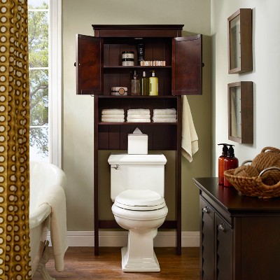 Espresso Lydia Over-the-Toilet Louvered Space Saver Cabinet