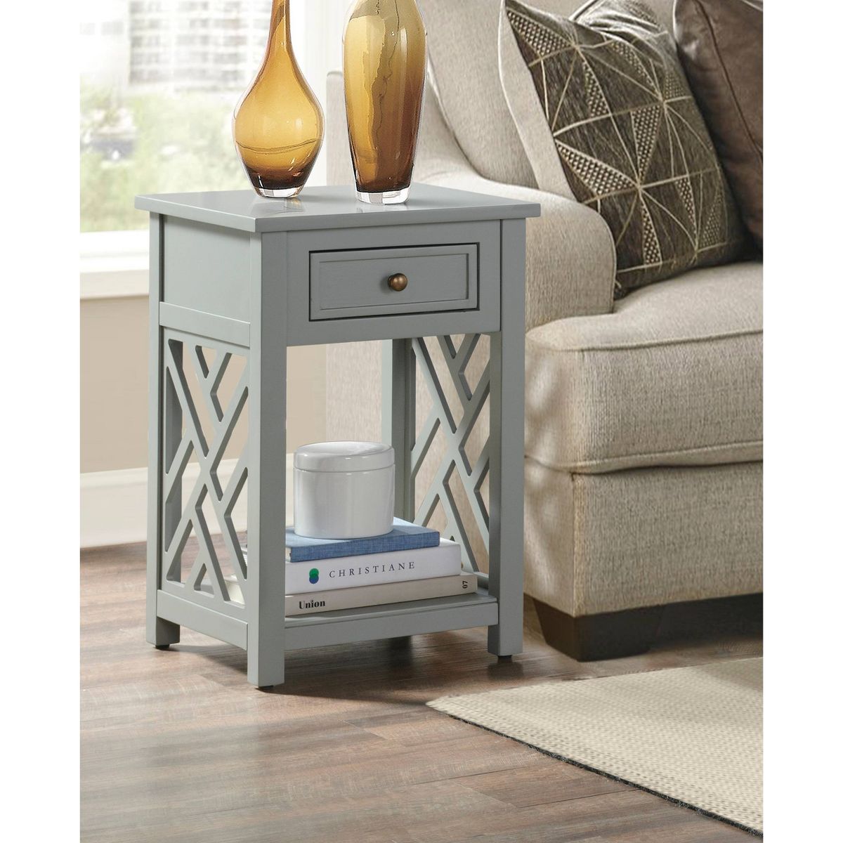 Alaterre Furniture Middlebury Wood End Table with Storage Shelf - thumbnail 5